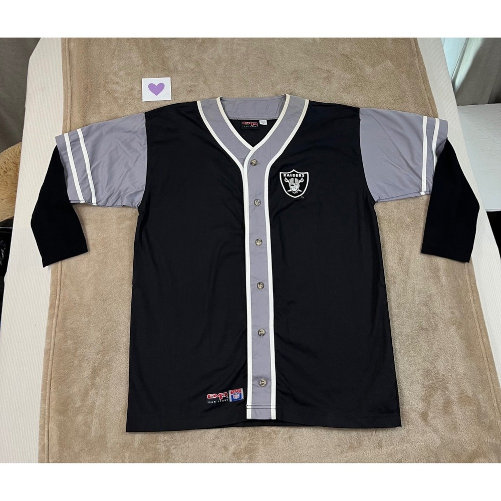 Vintage GMP Team Sport Oakland Raiders Jersey Men S Black Gray Baseball-style